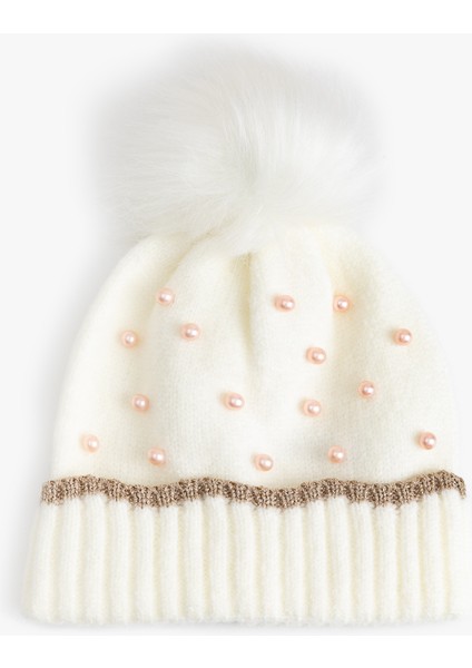 Ponpon ve Boncuk Detaylı Bere