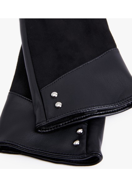 Metal Aksesuarlı Suni Deri Eldiven modelleri