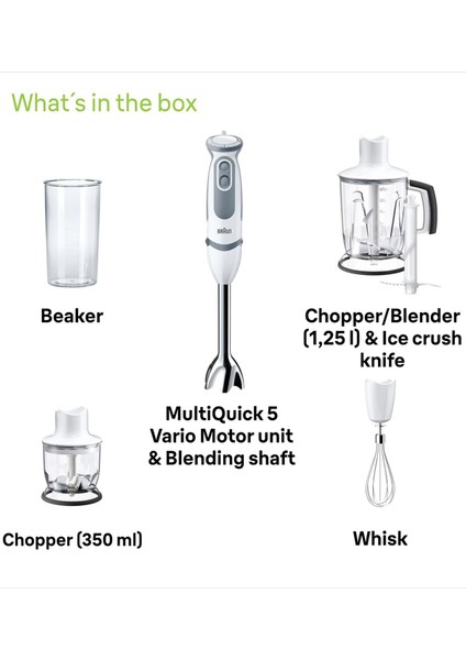 El Blender Seti 1000 W Vario Beyaz, Çok Fonksiyonlu Mutfak Aleti fırsatları