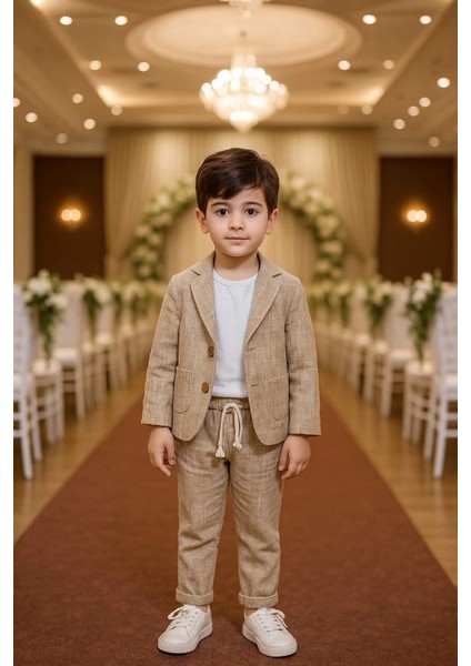 Keten Görünümlü 3'lü Erkek Takım