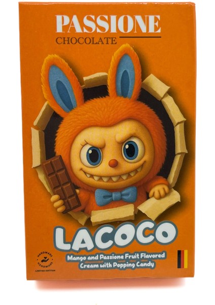 Passione Lacoco - Mango ve Çarkıfelek Meyvesi Kreması ve Patlayan Şekerli Sütlü Çikolata 100 G