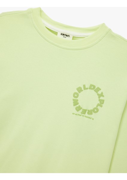 Pamuklu Baskılı Uzun Kollu Bisiklet Yaka Oversize Sweatshirt modelleri