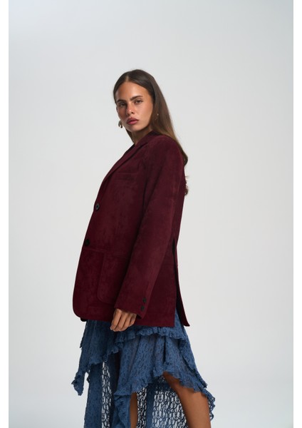 Orsina Yırtmaç Detaylı Bordo Blazer fırsatları