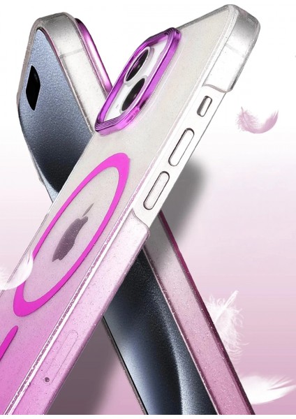Apple iPhone 15 Glossy Magsafe Kapak - Mor modelleri