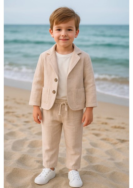 Keten Görünümlü 3'lü Erkek Takım