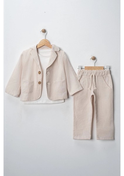 Keten Görünümlü 3'lü Erkek Takım modelleri