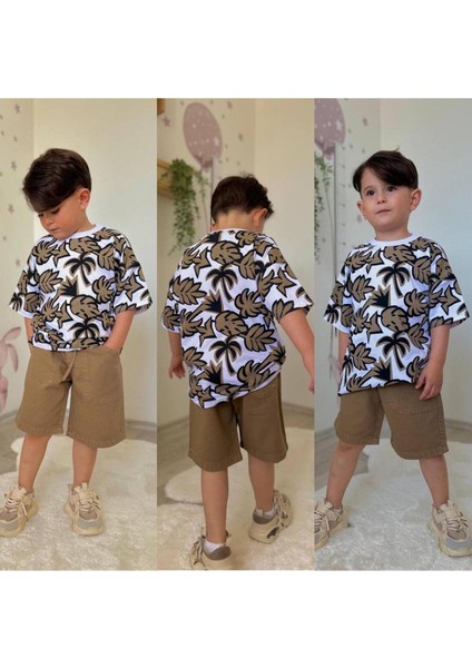 Erkek Palmiye Desen Şortlu Takım | 3/10 Yaş Arası fiyatları