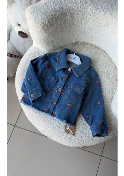 Kız Çocuk Kalp Nakışlı Kot Ceket modelleri