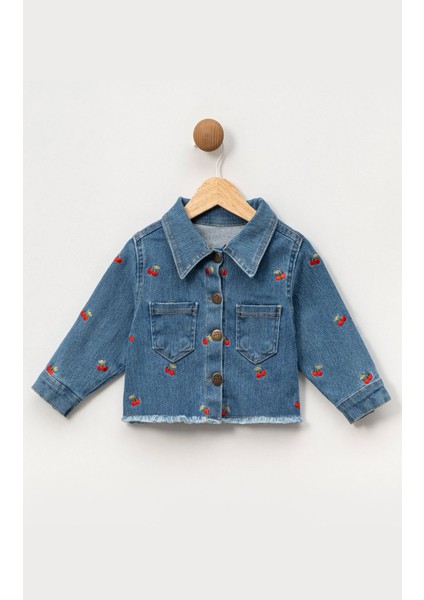 Kız Çocuk Kalp Nakışlı Kot Ceket fırsatları