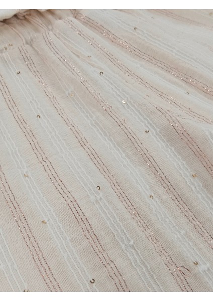 Çizgi Detaylı Düğmeli %100 Pamuk Müslin Kumaş Bebek ve Çocuk Kız Ikili Takım