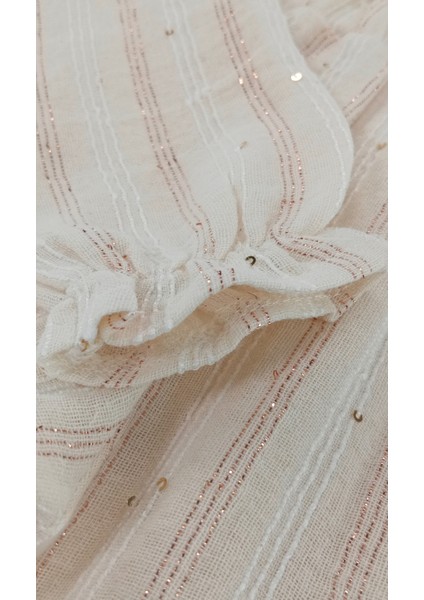 Çizgi Detaylı Düğmeli %100 Pamuk Müslin Kumaş Bebek ve Çocuk Kız Ikili Takım