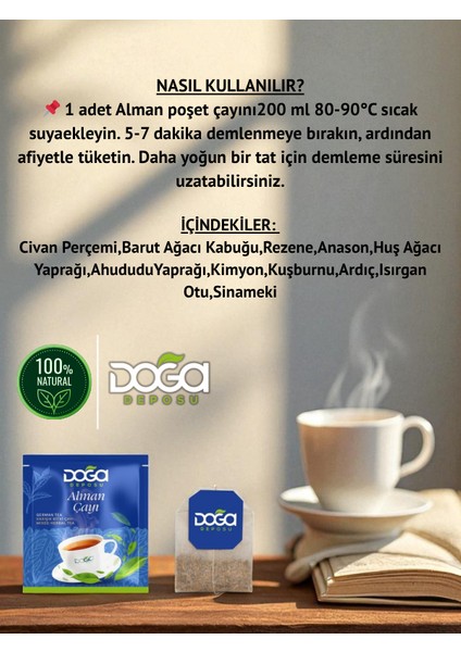 Alman Çayı - Bağışıklık Güçlendirici, Doğal Bitki Çayı 20'li Poşet Çay fırsatları