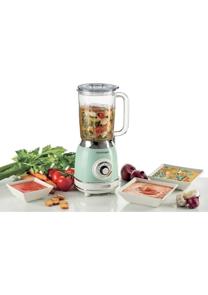 Yeşil Vintage Cam Blender 1000 Watt, Şık ve Güçlü Mutfak Aracı fiyatları