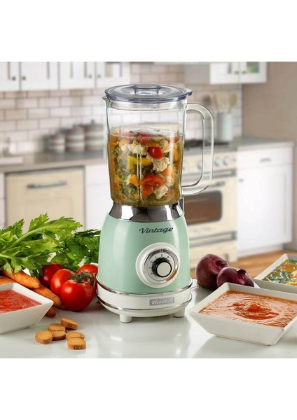 Yeşil Vintage Cam Blender 1000 Watt, Şık ve Güçlü Mutfak Aracı fırsatları