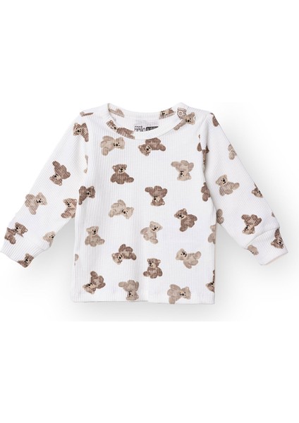 Erkek Bebek Sweatshirt Çıtçıtlı Bisiklet Yaka Uzun Kol