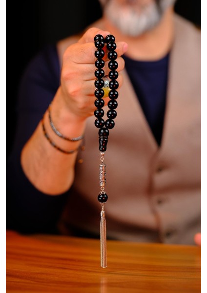 Gümüş Cevşen Tasarım Iri Boy Oltu Taşı Tesbih fırsatları