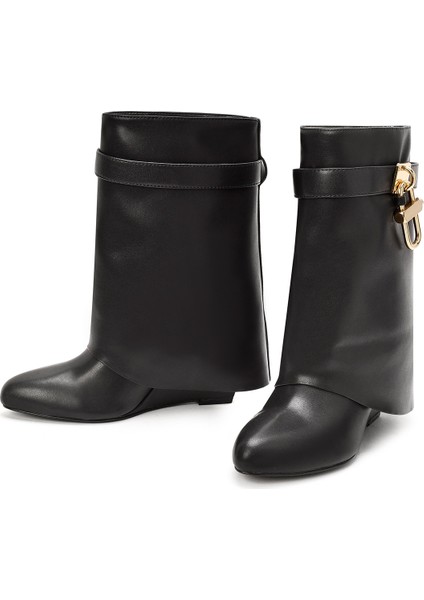Kadın Siyah Dolgu Topuklu Bot 25AFD440018 modelleri