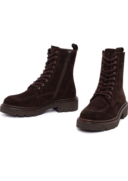 Kadın Kahverengi Fermuarlı Kalın Tabanlı Süet Deri Postal Bot 25WFD511510 modelleri