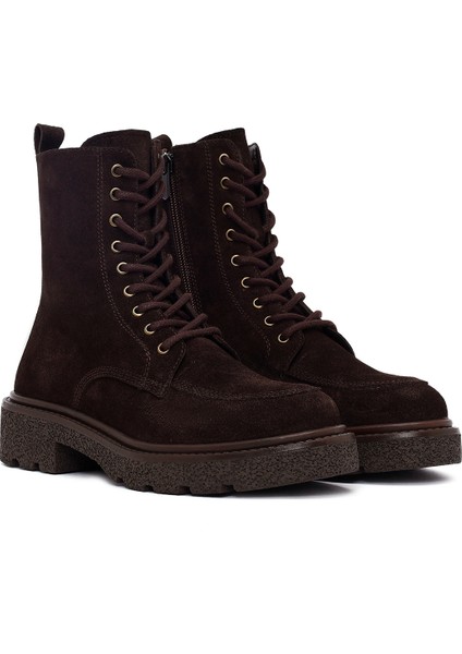 Kadın Kahverengi Fermuarlı Kalın Tabanlı Süet Deri Postal Bot 25WFD511510 fırsatları