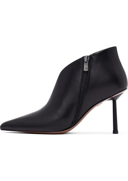 Kadın Siyah Fermuarlı Ince Topuklu Deri Bot 25AFD101018 fırsatları