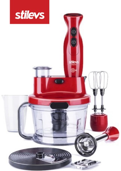 Kırmızı ve Siyah El Blender Seti, Şık ve Çok Fonksiyonlu Mutfak Aleti