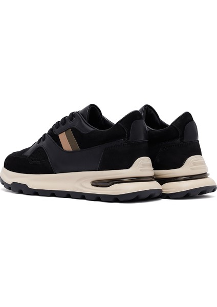 Erkek Siyah Bağcıklı Kalın Tabanlı Deri Sneaker 25WFD660414 indirimleri