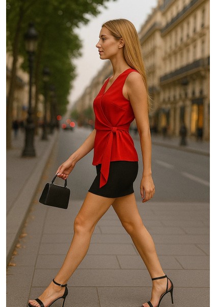 Marbel Krep Saten Kruvaze Bluz fırsatları