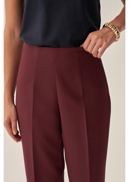 Bordo-Bilek Boy Double Paça Interlok Pantolon indirimleri