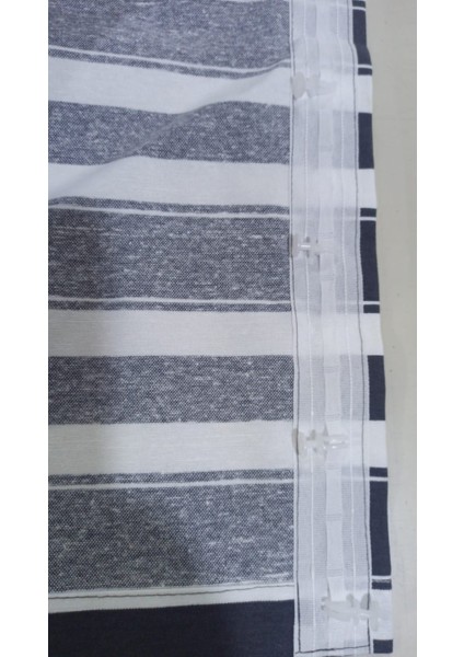 Balkon Perdesi Kuş Gözü Ölçü Seçenekli Gri Beyaz Çizgili modelleri