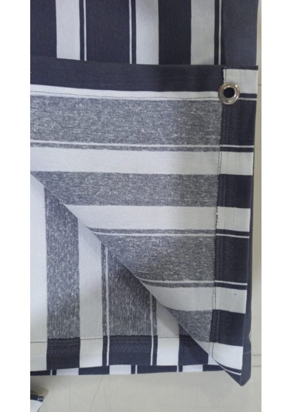 Balkon Perdesi Kuş Gözü Ölçü Seçenekli Gri Beyaz Çizgili fırsatları