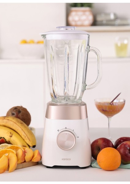 Paslanmaz Çelik Bıçaklı Buz Kırıcı ve 1,5 Lt Cam Sürahili Smoothie Blender Krem fırsatları