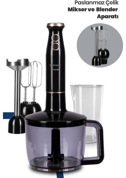 Geniş Hazneli 1500W Çok Fonksiyonlu Paslanmaz Çelik Blender Siyah