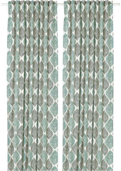 Fon Perde/2 Kanat, Beyaz-Yeşil, 145X300 cm