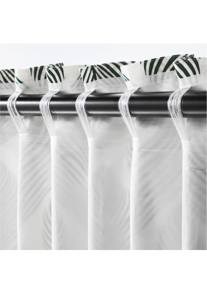 Fon Perde/2 Kanat, Beyaz-Yeşil, 145X300 cm fırsatları