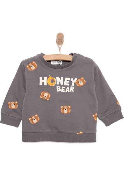 Basic Az Şardonlu Honey Bear Desenli Sweatshirt Erkek Bebek