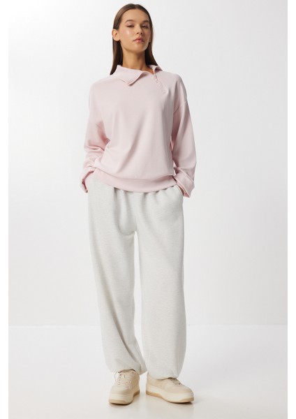 Yumuşak Dokulu Yan Fermuarlı Modal Sweatshirt LUB0250 Şeker Pembe fiyatları