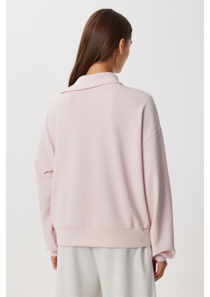 Yumuşak Dokulu Yan Fermuarlı Modal Sweatshirt LUB0250 Şeker Pembe indirimleri