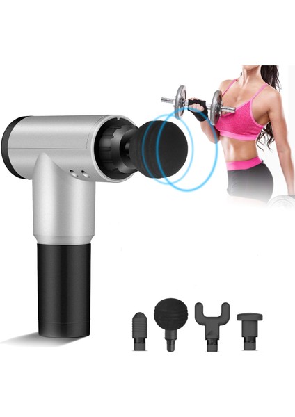 Sporcu Masaj Aleti 4 Başlıklı Şarjlı Titreşimli Yoğurmalı (5263)