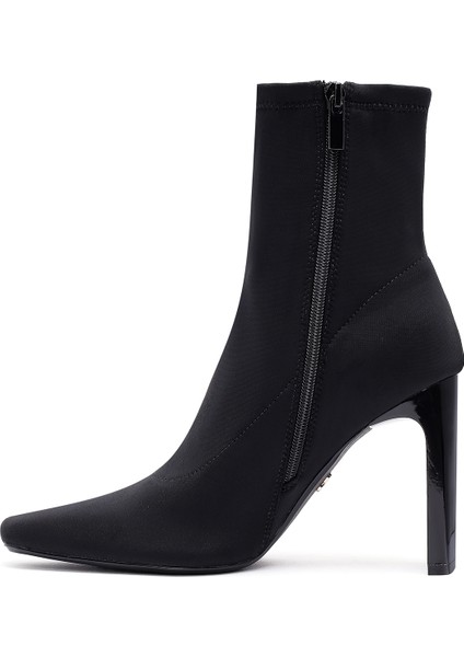 Kadın Siyah Fermuarlı Yüksek Kalın Topuklu Kumaş Bot 25AFD44046F fırsatları