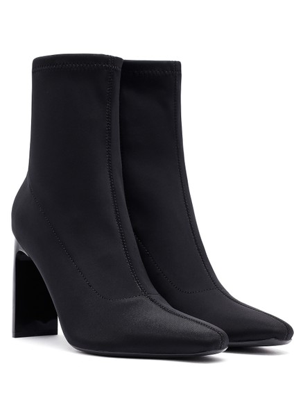 Kadın Siyah Fermuarlı Yüksek Kalın Topuklu Kumaş Bot 25AFD44046F indirimleri