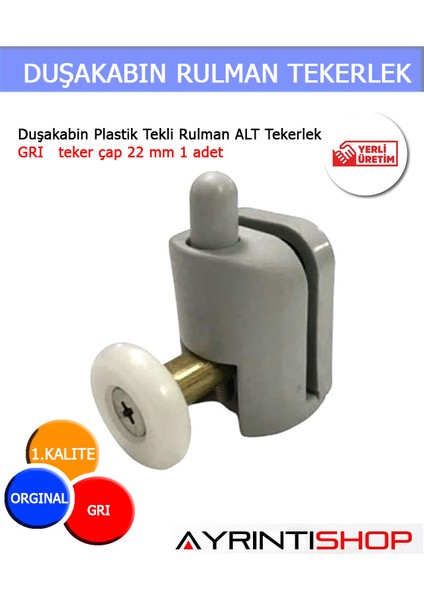 Ayrıntıshop Duşakabin Tekli Rulman Tekerlek Grı 1ADET