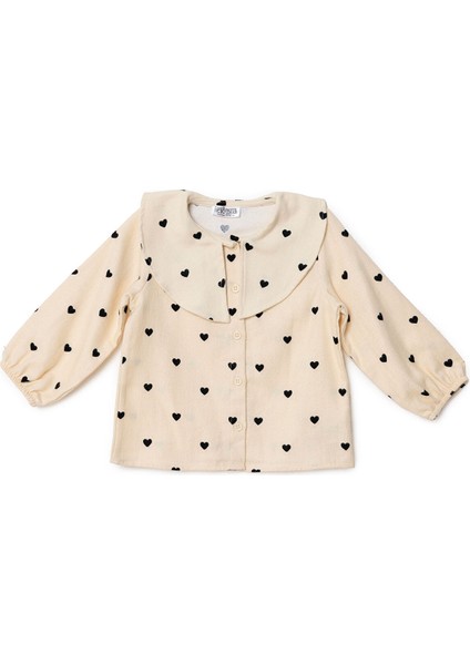 Kız Bebek Gömlek Düğmeli Bebe Yaka Uzun Kol