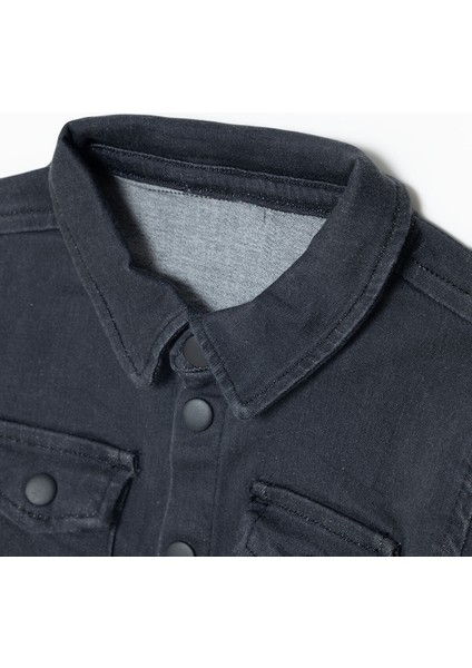 Erkek Bebek Cool Boy Gömlek Denim Modelli Yaka Uzun Kol modelleri