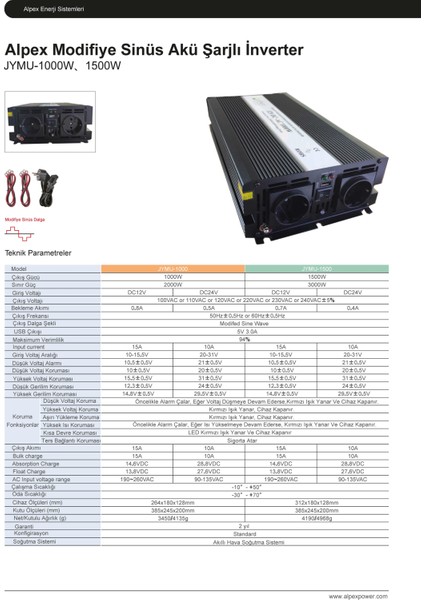 1000 Watt 12 Volt Ups (Şebeke Şarjlı) Modifiye Sinüs Inverter fırsatları