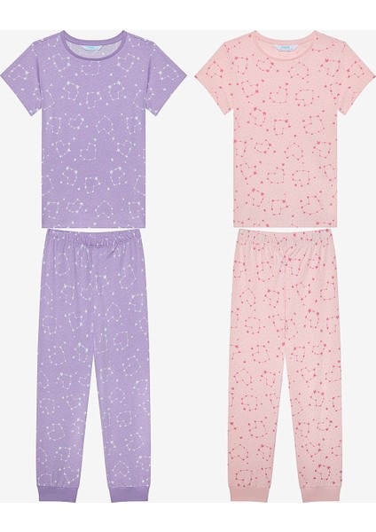 Kız Çocuk Heart Star 2li Çok Renkli Pijama Takımı