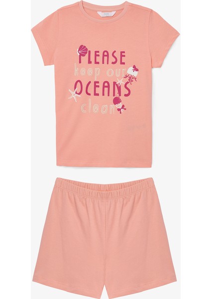Kız Çocuk Keep Our Ocean Pamuklu 2li Pijama Takımı