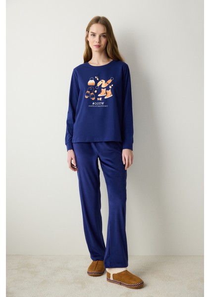 Winter Day Lacivert Sweatshirt Pijama Üstü