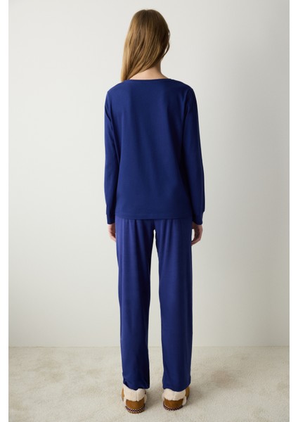 Winter Day Lacivert Sweatshirt Pijama Üstü