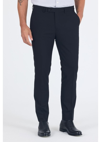 Siyah Esnek Yandan Cepli Slim Fit Classic Pantolon 1003250013