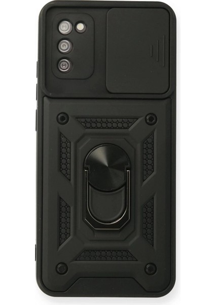 Samsung Galaxy A02S Kılıf Pars Lens Yüzüklü Silikon - Siyah